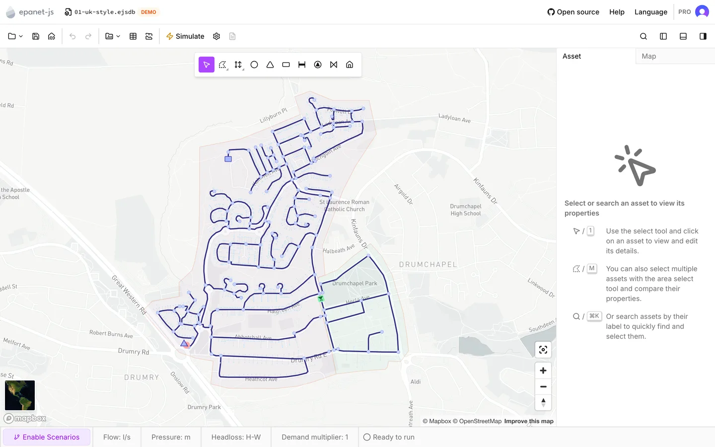 The application with a network open