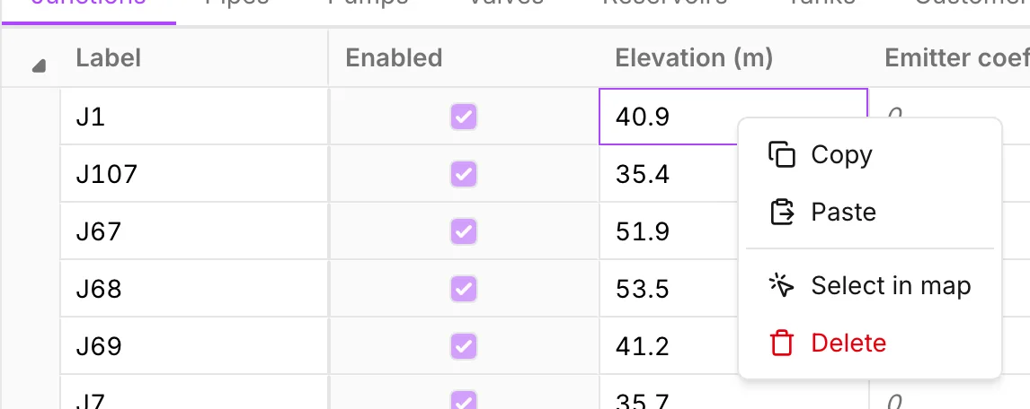 The menu a right-click raises on a row