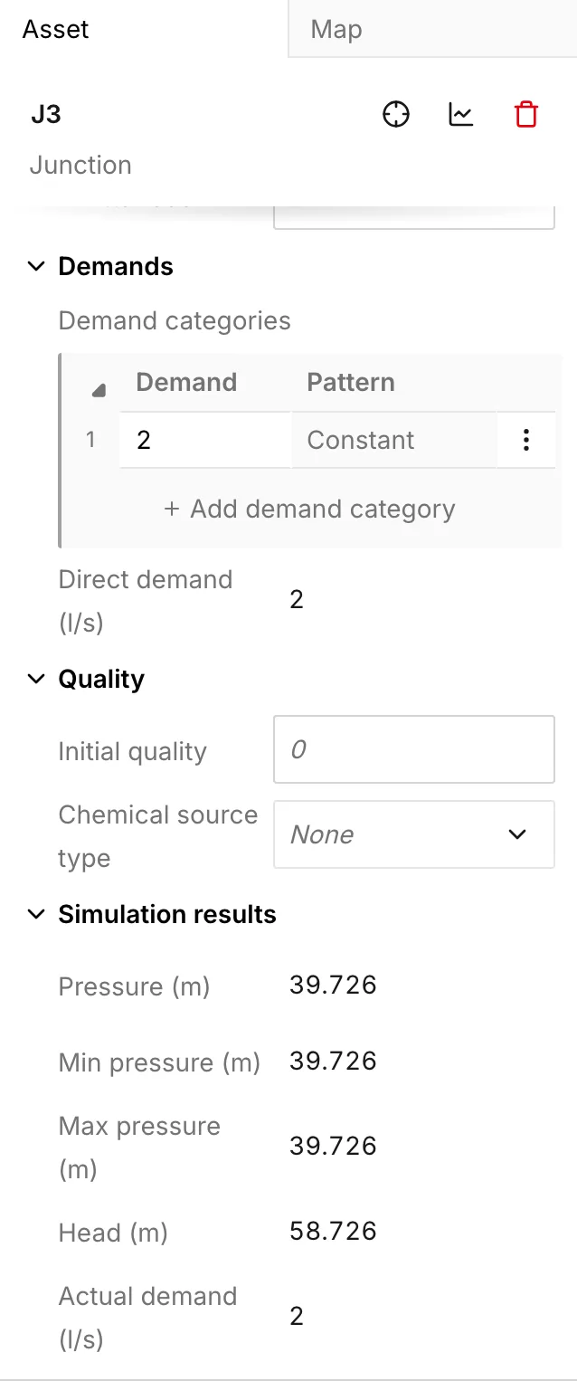 The Simulation results section on a junction