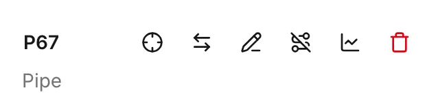 The Asset tab header on a pipe, with Reverse and Redraw among its actions