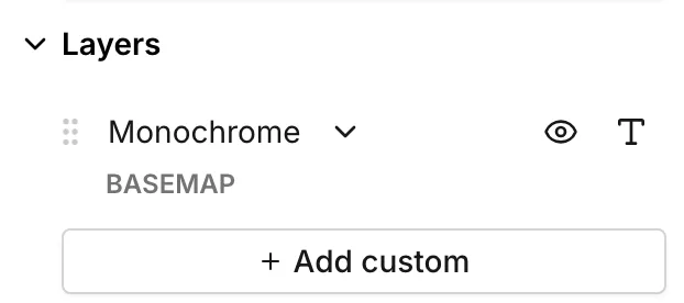The side panel on its Map tab, showing the Layers section