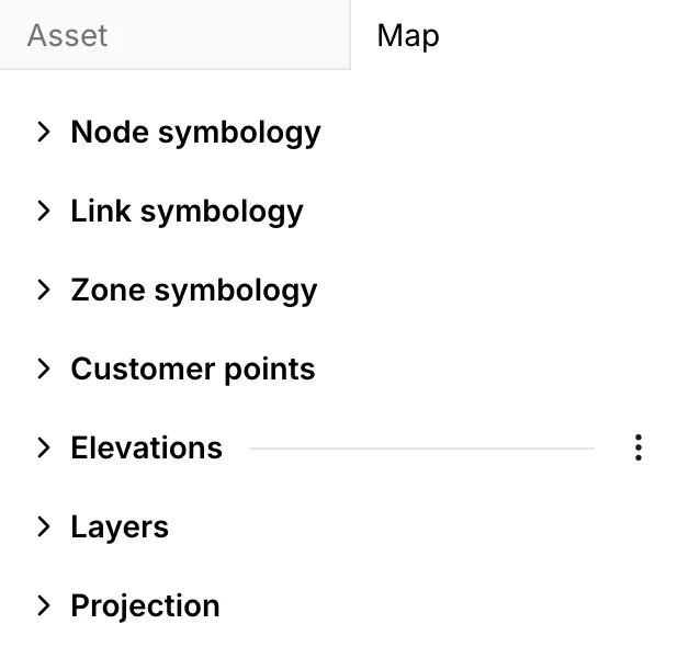 The Map tab with all seven of its sections collapsed