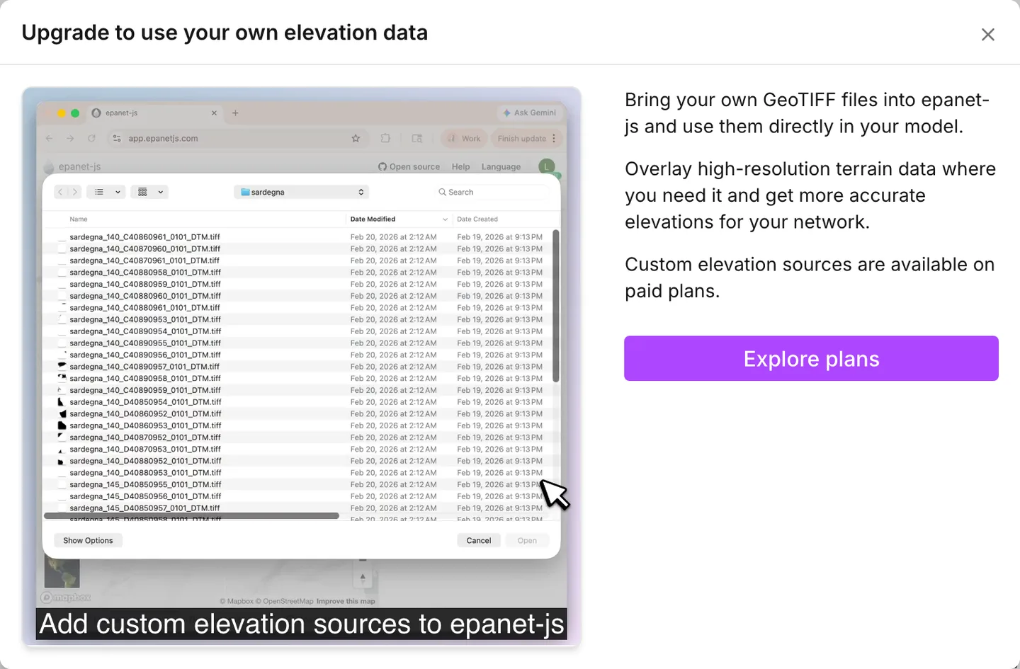 A paywall as a free account meets it, with Explore plans beside the description of the feature