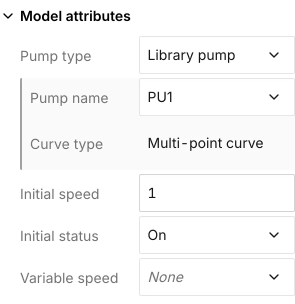 A pump on a library curve, with Curve type reading Multi-point curve