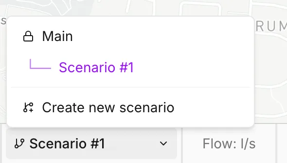 The scenario switcher, with Main and one scenario