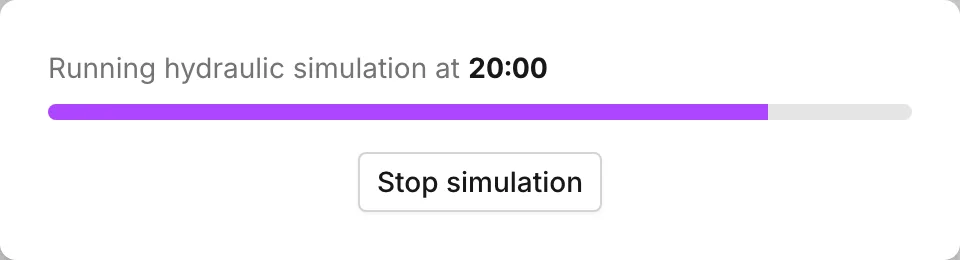 The progress dialog part way through the hydraulic run