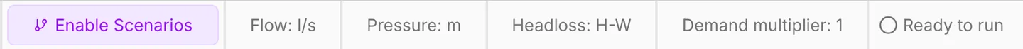 The status bar with a model loaded and nothing run yet