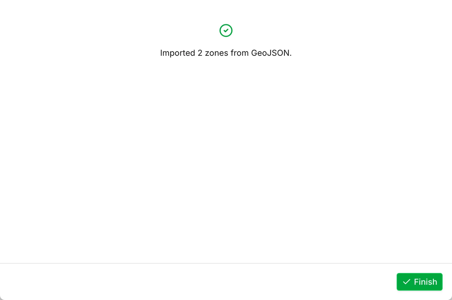 The last step of the wizard, reporting what was imported